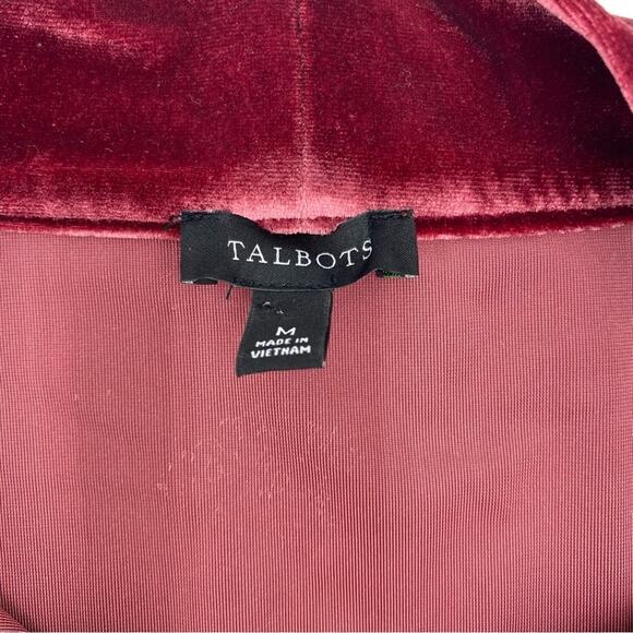 Talbots Velour Blouse Neck Tie Balloon Sleeve - Picture 3 of 6
